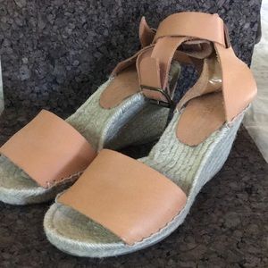 J Crew leather espadrille wedges size 6